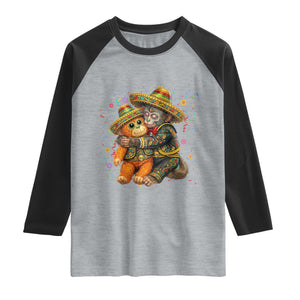 Funny Punch Baby Monkey Cinco De Mayo Raglan Shirt Mexican Fiesta Gift TS12 Heather Gray Black Print Your Wear