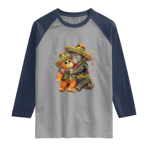 Funny Punch Baby Monkey Cinco De Mayo Raglan Shirt Mexican Fiesta Gift TS12 Sport Gray Navy Print Your Wear