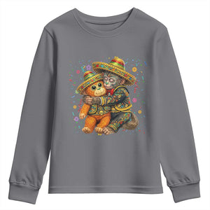 Funny Punch Baby Monkey Cinco De Mayo Youth Sweatshirt Mexican Fiesta Gift TS12 Charcoal Print Your Wear