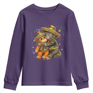 Funny Punch Baby Monkey Cinco De Mayo Youth Sweatshirt Mexican Fiesta Gift TS12 Purple Print Your Wear