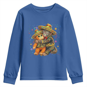 Funny Punch Baby Monkey Cinco De Mayo Youth Sweatshirt Mexican Fiesta Gift TS12 Royal Blue Print Your Wear