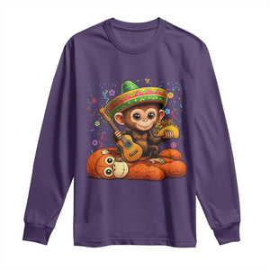 Cute Punch Baby Monkey Cinco De Mayo Long Sleeve Shirt Funny Animal Gift TS12 Purple Print Your Wear