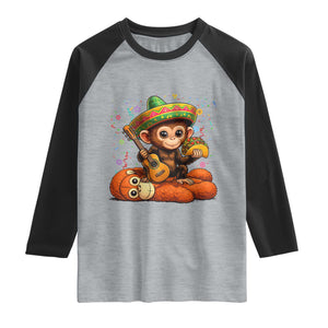Cute Punch Baby Monkey Cinco De Mayo Raglan Shirt Funny Animal Gift TS12 Heather Gray Black Print Your Wear
