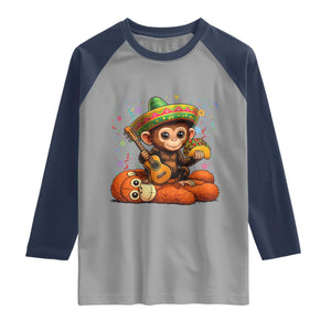 Cute Punch Baby Monkey Cinco De Mayo Raglan Shirt Funny Animal Gift TS12 Sport Gray Navy Print Your Wear