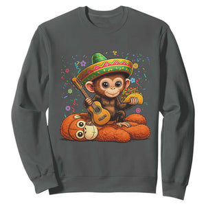Cute Punch Baby Monkey Cinco De Mayo Sweatshirt Funny Animal Gift TS12 Dark Heather Print Your Wear