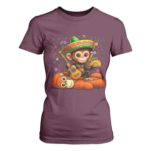Cute Punch Baby Monkey Cinco De Mayo T Shirt For Women Funny Animal Gift TS12 Maroon Print Your Wear