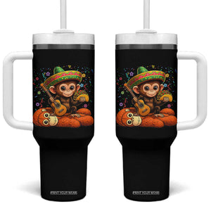 Cute Punch Baby Monkey Cinco De Mayo Tumbler With Handle Funny Animal Gift TS12 One Size: 40 oz Black Print Your Wear