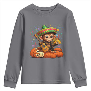 Cute Punch Baby Monkey Cinco De Mayo Youth Sweatshirt Funny Animal Gift TS12 Charcoal Print Your Wear