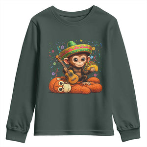 Cute Punch Baby Monkey Cinco De Mayo Youth Sweatshirt Funny Animal Gift TS12 Dark Forest Green Print Your Wear