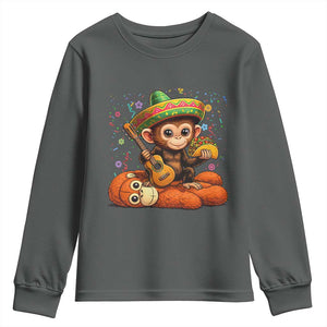 Cute Punch Baby Monkey Cinco De Mayo Youth Sweatshirt Funny Animal Gift TS12 Dark Heather Print Your Wear