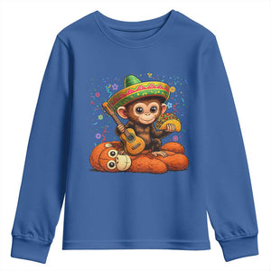 Cute Punch Baby Monkey Cinco De Mayo Youth Sweatshirt Funny Animal Gift TS12 Royal Blue Print Your Wear