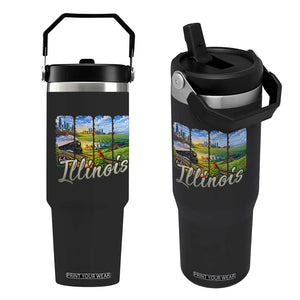 Vintage Illinois State Route Highway 66 Flip Straw Tumbler Southwest Souvenir TS12 One Size: 30 oz Black Print Your Wear