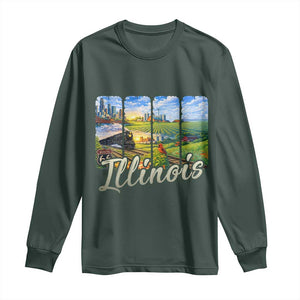 Vintage Illinois State Route Highway 66 Long Sleeve Shirt Southwest Souvenir TS12 Dark Forest Green Print Your Wear
