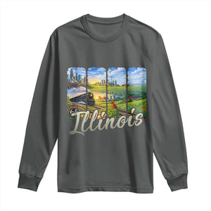 Vintage Illinois State Route Highway 66 Long Sleeve Shirt Southwest Souvenir TS12 Dark Heather Print Your Wear