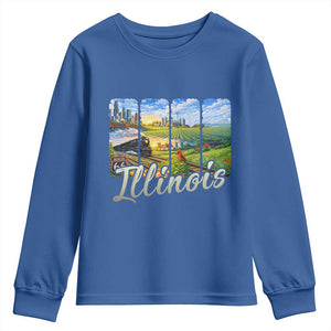 Vintage Illinois State Route Highway 66 Youth Sweatshirt Southwest Souvenir TS12 Royal Blue Print Your Wear