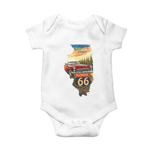 Route Highway 66 Illinois State Pride Baby Onesie Mother Road Travel Gift TS12 White Print Your Wear