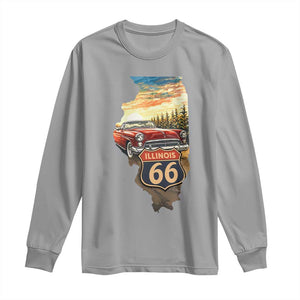 Route Highway 66 Illinois State Pride Long Sleeve Shirt Mother Road Travel Gift TS12 Sport Gray Print Your Wear