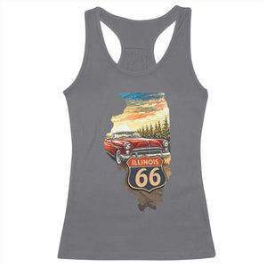 Route Highway 66 Illinois State Pride Racerback Tank Top Mother Road Travel Gift TS12 Charcoal Print Your Wear
