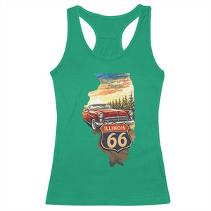 Route Highway 66 Illinois State Pride Racerback Tank Top Mother Road Travel Gift TS12 Irish Green Print Your Wear