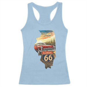 Route Highway 66 Illinois State Pride Racerback Tank Top Mother Road Travel Gift TS12 Light Blue Print Your Wear