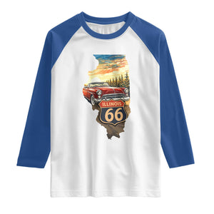 Route Highway 66 Illinois State Pride Raglan Shirt Mother Road Travel Gift TS12 White Royal Print Your Wear