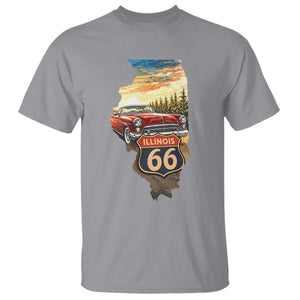 Route Highway 66 Illinois State Pride T Shirt Mother Road Travel Gift TS12 Sport Gray Print Your Wear