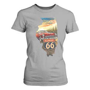 Route Highway 66 Illinois State Pride T Shirt For Women Mother Road Travel Gift TS12 Sport Gray Print Your Wear