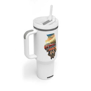 Route Highway 66 Illinois State Pride Tumbler With Handle Mother Road Travel Gift TS12 Print Your Wear