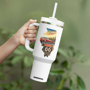 Route Highway 66 Illinois State Pride Tumbler With Handle Mother Road Travel Gift TS12 Print Your Wear