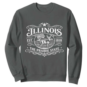 Illinois State Pride Sweatshirt The Prairie State Souvenir Gift TS12 Dark Heather Print Your Wear
