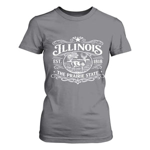 Illinois State Pride T Shirt For Women The Prairie State Souvenir Gift TS12 Charcoal Print Your Wear