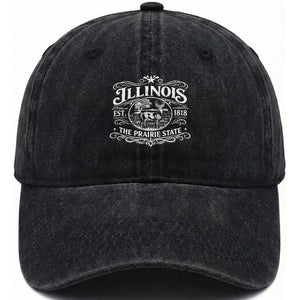 Illinois State Pride Washed Cotton Baseball Cap The Prairie State Souvenir Gift TS12 Print Your Wear