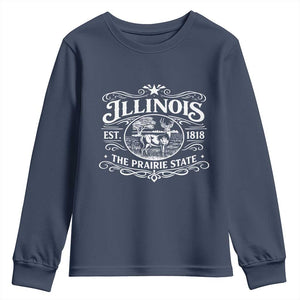 Illinois State Pride Youth Sweatshirt The Prairie State Souvenir Gift TS12 Navy Print Your Wear