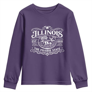Illinois State Pride Youth Sweatshirt The Prairie State Souvenir Gift TS12 Purple Print Your Wear