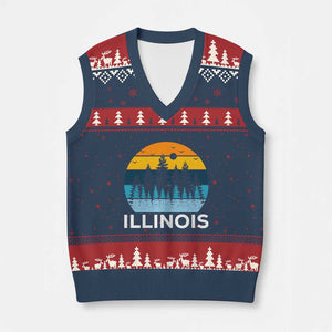 Vintage Illinois Mountain Forest V-Neck Knit Sweater Vest Nature Adventure Gift TS12 Navy Red Print Your Wear