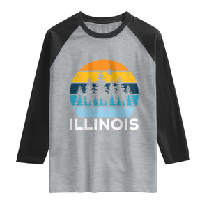 Vintage Illinois Mountain Forest Raglan Shirt Nature Adventure Gift TS12 Heather Gray Black Print Your Wear