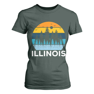 Vintage Illinois Mountain Forest T Shirt For Women Nature Adventure Gift TS12 Dark Forest Green Print Your Wear