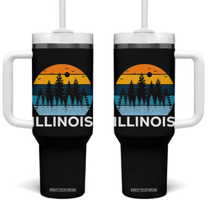 Vintage Illinois Mountain Forest Tumbler With Handle Nature Adventure Gift TS12 One Size: 40 oz Black Print Your Wear