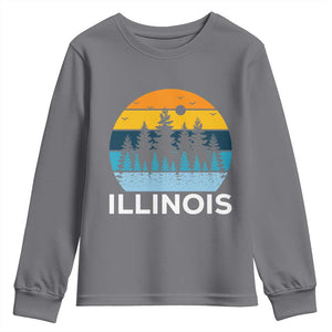 Vintage Illinois Mountain Forest Youth Sweatshirt Nature Adventure Gift TS12 Charcoal Print Your Wear