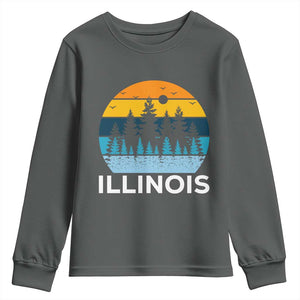 Vintage Illinois Mountain Forest Youth Sweatshirt Nature Adventure Gift TS12 Dark Heather Print Your Wear