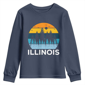 Vintage Illinois Mountain Forest Youth Sweatshirt Nature Adventure Gift TS12 Navy Print Your Wear