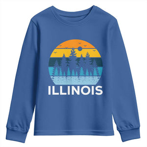 Vintage Illinois Mountain Forest Youth Sweatshirt Nature Adventure Gift TS12 Royal Blue Print Your Wear