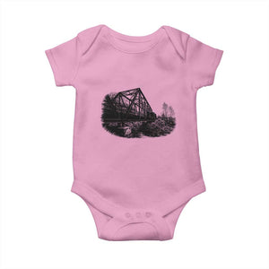 Mother Road Adventure Graphic Baby Onesie Vintage Route Highway 66 Bridge TS12 Light Pink Print Your Wear
