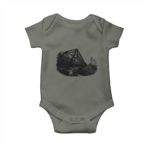 Mother Road Adventure Graphic Baby Onesie Vintage Route Highway 66 Bridge TS12 Military Green Print Your Wear