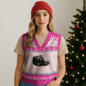 Mother Road Adventure Graphic V-Neck Knit Sweater Vest Vintage Route Highway 66 Bridge TS12 Hot Pink Print Your Wear