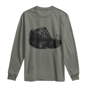 Mother Road Adventure Graphic Long Sleeve Shirt Vintage Route Highway 66 Bridge TS12 Military Green Print Your Wear