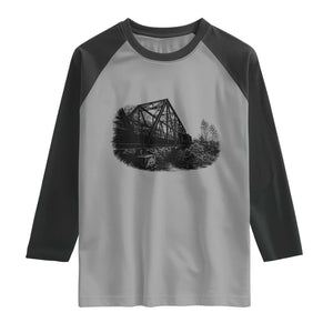 Mother Road Adventure Graphic Raglan Shirt Vintage Route Highway 66 Bridge TS12 Sport Gray Black Print Your Wear