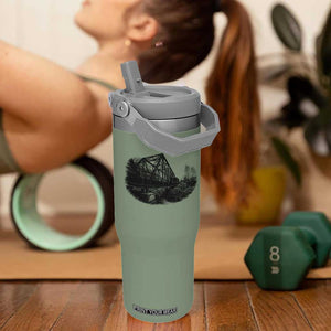 Mother Road Adventure Graphic Flip Straw Tumbler Vintage Route Highway 66 Bridge TS12 One Size: 30 oz Moss Green Print Your Wear