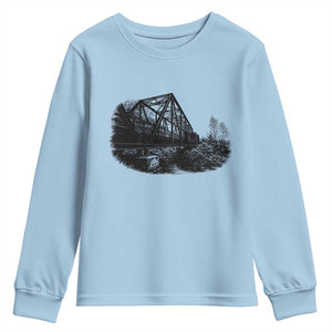 Mother Road Adventure Graphic Youth Sweatshirt Vintage Route Highway 66 Bridge TS12 Light Blue Print Your Wear