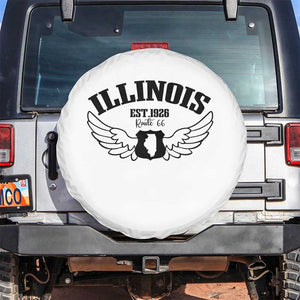 Illinois Route Highway 66 Souvenir Spare Tire Cover Open Road Adventure TS12 No hole White Print Your Wear